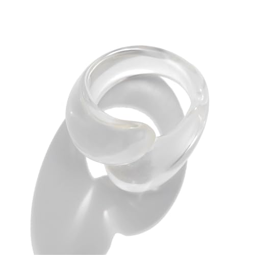 Chunky Resin Twist Stackable Ring for Women,Boho Cute Multicolor Thick Acrylic Statement Ring Trendy Aesthetic Y2k Colorful Knuckle Finger Jewelry - color: White