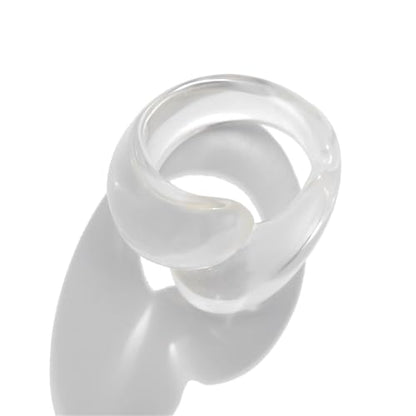 Chunky Resin Twist Stackable Ring for Women,Boho Cute Multicolor Thick Acrylic Statement Ring Trendy Aesthetic Y2k Colorful Knuckle Finger Jewelry - color: White