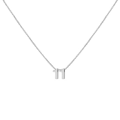 Number Necklace for Women Dainty 18K Gold Plated Pendant Necklace Charm Birth Month Personalized Jewelry Birthday Gift - color: SILVER, style: Number 11