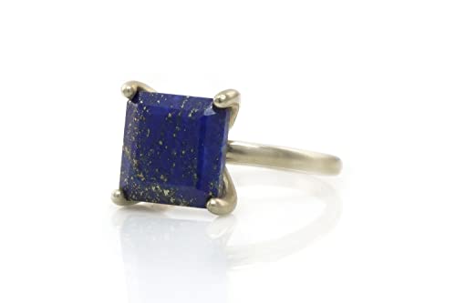 Lapis Lazuli in 14k Rose Gold Filled Ring - Square Ring for Special Occasions, Birthday, Holiday and Anniversary for Her - Handmade Jewelry with Box