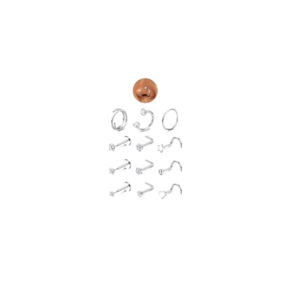 JeryWe Nose Rings for Women - 14K Gold Filled Hypoallergenic Surgical Steel Nose Ring Hoops CZ Lip Ring Screw L Shaped Studs Threadless Flat Back Stud Nose Piercings Jewelry for Women Men - style: Steel-Horseshoe