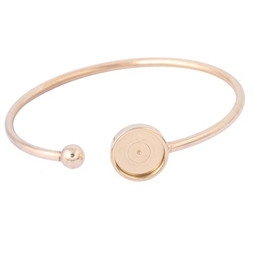 5pcs 12mm Cabochon Bracelet Base Setting Blanks Bendable Rose Gold Stainless Steel Cuff Bracelets Bangle Bezel Findings - color: gold plated