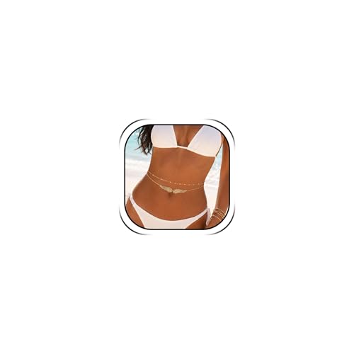 Angel Wings Waist Chain for Women Gold Layered Belly Chain Dainty Waist Jewelry Beach Body Jewelry Summer Outfit Accessories - color: A1:gold waist chain