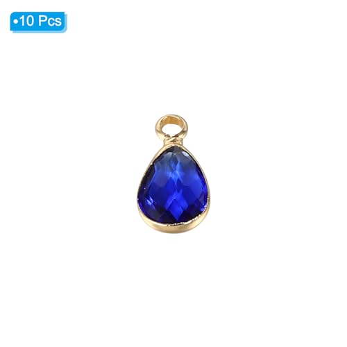 PATIKIL Birthstone Charm Beads Drop Pendant, Handmade Birthstone for Personalized Earrings Bracelet Necklace - color: Dark Blue, size: 0.47" x 0.24"