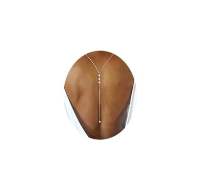 Rhinestone Back Chain Bridal Backdrop Necklace Chain for Backless Dress | Women Open Back Necklace, Summer Back Body Jewelry - color: Silver