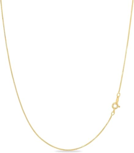 KEZEF 18K Gold Plated 925 Sterling Silver Box Chain Necklace for Women, 1mm Thin & Sturdy Italian Chain Necklace, Rose Gold & Silver Available, 15/16/18/20/22/24/30 - Inch - color: Gold, size: 26 Inch