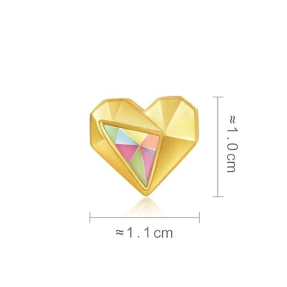 CHOW SANG SANG 999 24K Solid Gold Love Heart Mini Charm Bracelet for Women 91836C - size: 19 CM