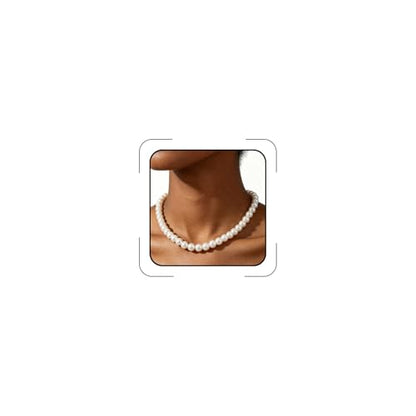 Pearl Necklaces for Women 60'' 70" Long Pearl Necklace 15.75'' Pearl Choker Necklace Chunky Bead Layered Faux Pearl Dangle Wedding Bridal 1920s Gatsby Christmas Costume Jewelry Gifts - color: White-15.75in-8MM