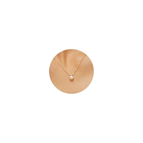 Plenky Pearl Necklaces for Women-14k Gold Plated Layered-Single Pearl Necklace Simple Pearl Choker Necklaces for Women Trendy Cute Gold Necklace Jewelry for Women Gifts - style: CZ Pearl Necklace