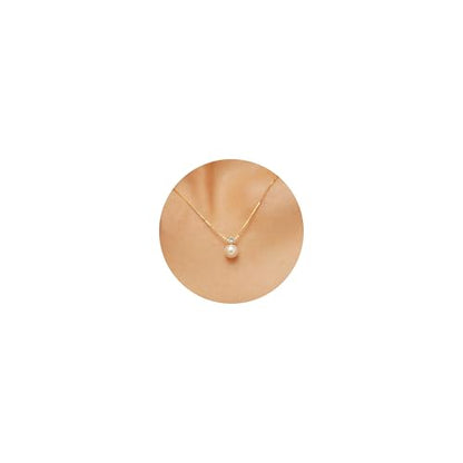 Plenky Pearl Necklaces for Women-14k Gold Plated Layered-Single Pearl Necklace Simple Pearl Choker Necklaces for Women Trendy Cute Gold Necklace Jewelry for Women Gifts - style: CZ Pearl Necklace