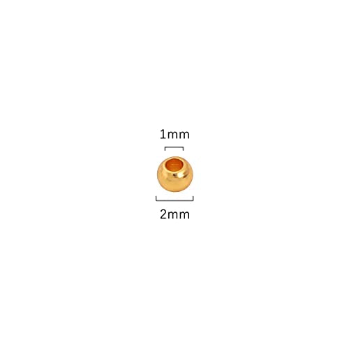 18K Gold Plated Round Spacer Beads 2mm 600pcs for Jewelry Making Findings Non Tarnish - color: 18K Gold, size: 2mm