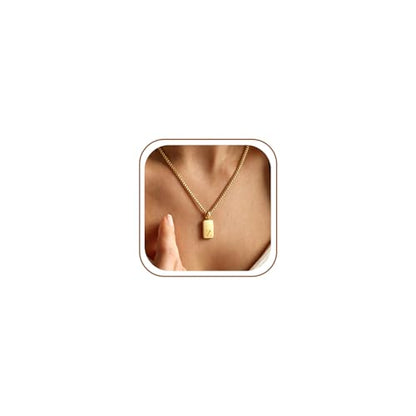 Initial Necklaces 18K Gold Plated,Gold Necklace for Women | Waterproof and Sweat-Resistant / Reinforced Box Chain,Long-Lasting Color Retention - color: Z