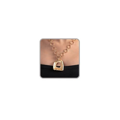 Sora Tuki Gold Chunky Necklace for Women Trendy Big Silver Statement Necklace Large Heart Hollow Square Necklaces Bold Thick Chain OT Toggle Necklaces Boho Chunky Jewelry - color: Style 2 - Gold-Square