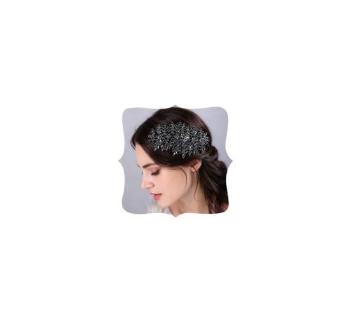 Bridal Rhinestone Hair Comb Large Rhienstone Wedding Headpiece Handmade Crystal Hair Comb for Bride Wedding Hair Accessories for Women (black) - color: black