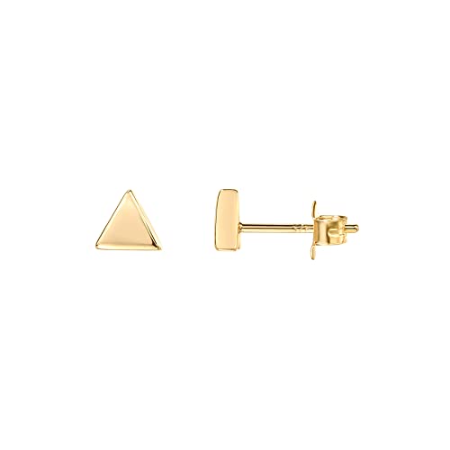 PAVOI 14K Gold Plated 925 Sterling Silver Tiny Stud Earrings for Women - Dainty Circle, Triangle, Bar Earrings - Hypoallergenic Minimalist Geometric Jewelry Small Gold Studs for Women - style: Triangle