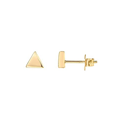 PAVOI 14K Gold Plated 925 Sterling Silver Tiny Stud Earrings for Women - Dainty Circle, Triangle, Bar Earrings - Hypoallergenic Minimalist Geometric Jewelry Small Gold Studs for Women - style: Triangle