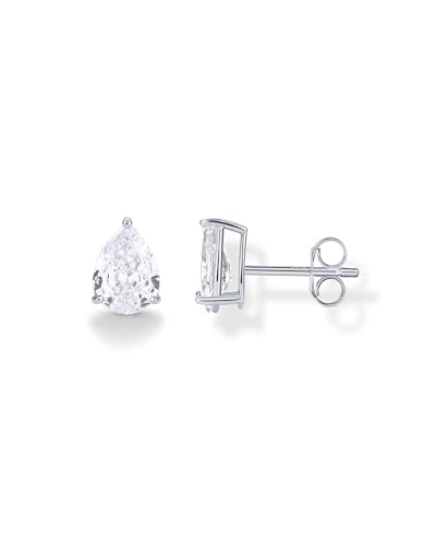 PAVOI 14K Gold Plated 925 Sterling Silver Cubic Zirconia Stud Earrings for Women - Simulated Diamond CZ Earrings - style: Pear 6x8mm