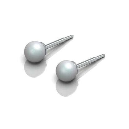 316L Surgical Stainless Steel 6mm Ball Stud Earrings for Women & Men – Hypoallergenic Nickel Free Earrings for Sensitive Ears, 1 Pair - color: Cloudy Grey