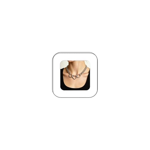 MIFYNN Heart O ring Slip Chain Necklaces for Women Stainless Steel Cuban Chain Bar Necklace Punk Rock Collar Necklace Handmade Adjustable Lariat Y Necklaces for Men - color: Heart choker