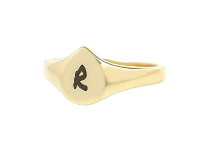 Engraved Letter Signet Ring - Teardrop Initial Jewelry - Personalized Gift