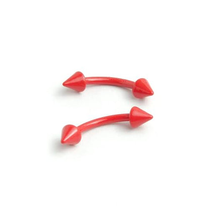 2Pcs 16G Red Spike Eyebrow Rings for Women Men Surgical Steel Curved Barbell Eyebrow Rings Studs Helix Rook Earrings Simple Body Piercing Jewelry