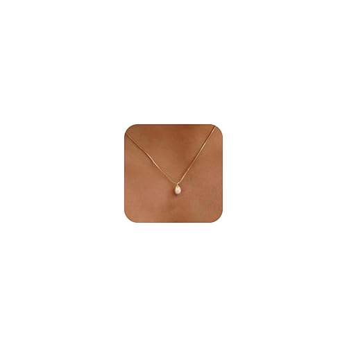 Pearl Necklaces for Women,Dainty Gold Pendant Necklaces Waterproof Jewelry | 14K Gold Plated Pearl Necklaces,Dainty Elegant Wedding Necklace,Small Cute Adjustable Minimalist Necklace,Non Tarnish Jewelry - color: GOLD-2