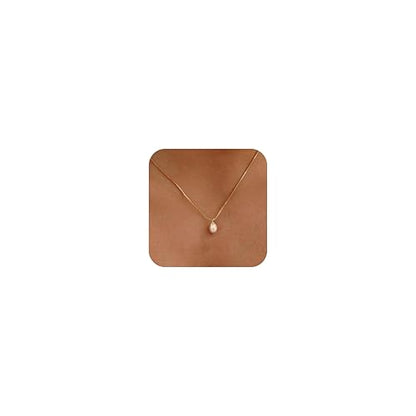 Pearl Necklaces for Women,Dainty Gold Pendant Necklaces Waterproof Jewelry | 14K Gold Plated Pearl Necklaces,Dainty Elegant Wedding Necklace,Small Cute Adjustable Minimalist Necklace,Non Tarnish Jewelry - color: GOLD-2