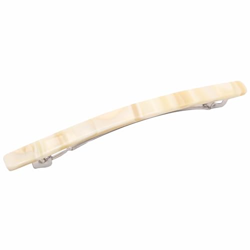 French Amie Long and Thin Cream Nougat Large 4 Inch Hair Clip Barrette | Handmade Automatic For Girls Women Teens Adults Everyday Style - color: Cream Nouget
