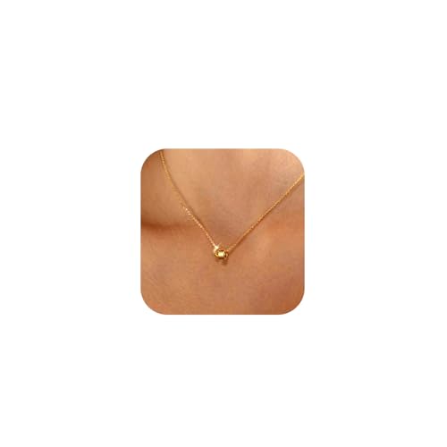 Luxval Diamond Pendant Gold Necklace for Women，Dainty 18k Gold Plated Choker Necklaces Simple Gold Jewelry Gifts for Women - color: Gold-rondelle