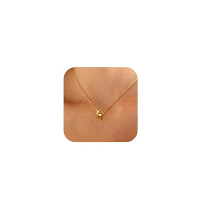 Luxval Diamond Pendant Gold Necklace for Women，Dainty 18k Gold Plated Choker Necklaces Simple Gold Jewelry Gifts for Women - color: Gold-rondelle
