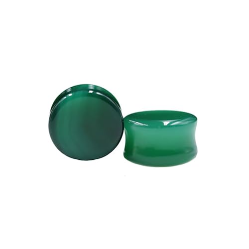 Green Agate Ear Plugs Double Flared Expander Earrings for Women Men 1 Pair Natural Solid Stone Saddle Ears Stretching Tunnels Gauges Stretcher Lobe Earring Body Piercing Jewelry Size 2g to 5/8'' - size: 9/16"(14mm)