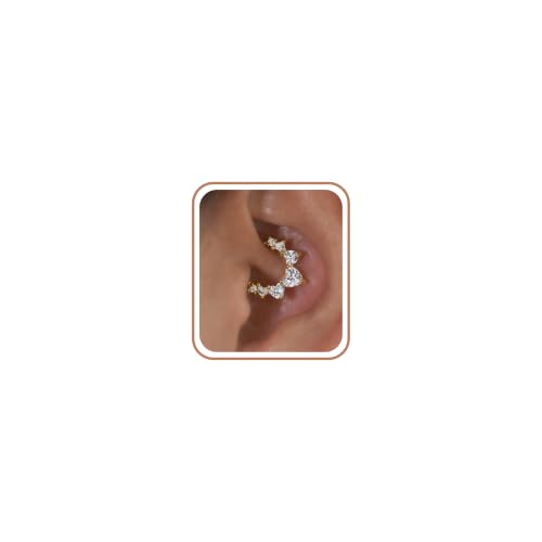 Cartilage Daith Earrings For Women Small 14K Gold Plated Hoop Hypoallergenic Helix Piercing Huggie Surgical Steel Diamond Implant Cubic Zirconia Prom Gift Jewelry - color: Style1-Gold, size: 16g-8mm