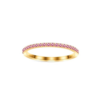 Birthstone Rings For Women, Silver Stackable Cubic Zirconia Stainless Steel Birth Stone Ring To My Daughter/Mom Birthday Unique Gifts Jewelry - color: 07-Gold-July