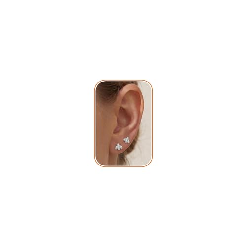 Flat Back Earrings for Women Cartilage Helix | Comfortable Dainty Cute Dragon Bee Bird Phoenix Dragonfly Cute Animal Leaf Spiral Rhombus Design Flatback Stud Earrings - color: Silver Bee
