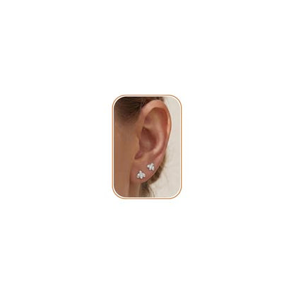 Flat Back Earrings for Women Cartilage Helix | Comfortable Dainty Cute Dragon Bee Bird Phoenix Dragonfly Cute Animal Leaf Spiral Rhombus Design Flatback Stud Earrings - color: Silver Bee