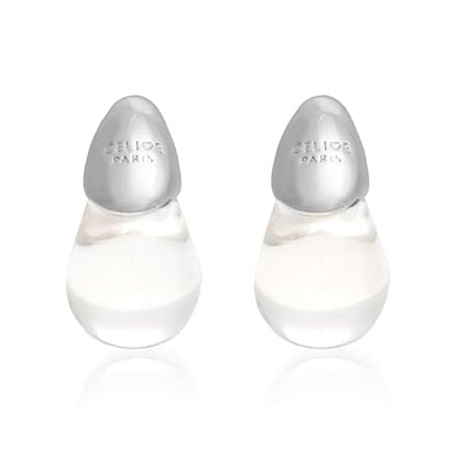 18k Gold Plated Teardrop Earrings, sterling silver post chunky resin and copper drop stud earrings, Hypoallergenic Earrings Jewelry Gift - color: Clear-Silver