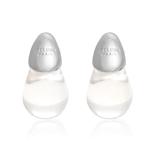 18k Gold Plated Teardrop Earrings, sterling silver post chunky resin and copper drop stud earrings, Hypoallergenic Earrings Jewelry Gift - color: Clear-Silver