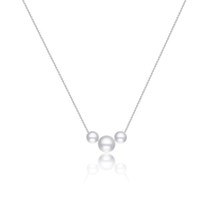 Dainty Pearl Pendant Necklaces for Women 14K Gold Plated Handmade Layered Pearl Chain Necklace Delicate Layered Pearl Necklace Everyday Jewelry Gift - color: 3 Pearl-Silver