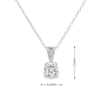 Amazon Essentials Plated Sterling Silver Cubic Zirconia Round Cut Solitaire Pendant Necklace, 18" - color: Platinum, size: 6.5 mm
