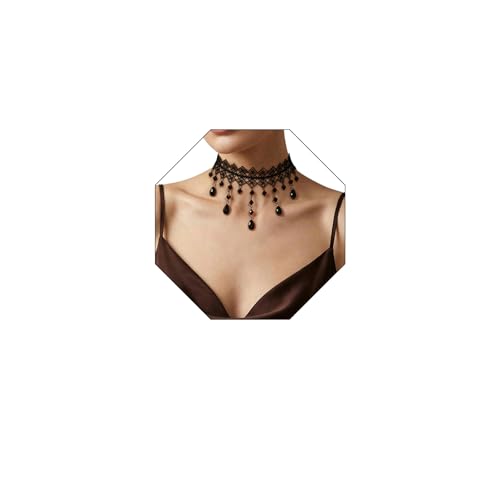 Black Necklaces for Women,Adjustable Layered Collar,Goth Jewelry - color: Mesh Pendant