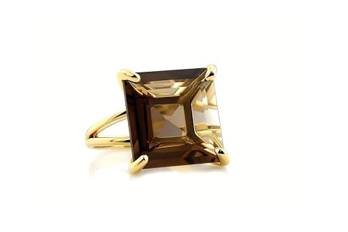 Smoky Quartz 14k Gold Ring - Signature Handmade Stone Rings For Women - Statement Ring, Natural Gemstone Jewelry, Ring for Women - Custom Size and Engraving- with Box