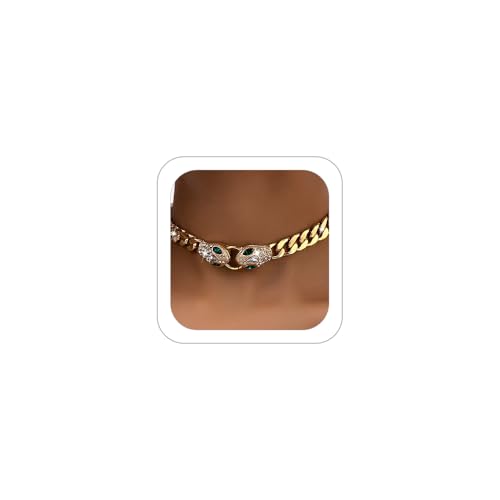 Punk Animal Snake Choker Necklace Hip Hop Rhinestone Snake head Cuban Link Chain Necklace Chunky Cuban Chain Crystal Jewelry for Women Gifts - color: Style A Gold