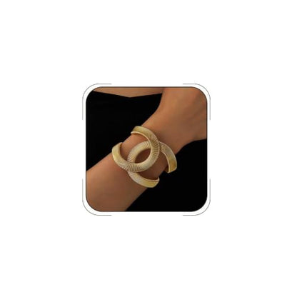 Chunky Cuff Bracelets for Women Wide Gold/Silver Cuffs Bangle Hollow Out Adjustable Bracelets Punk Vintage Jewelry - style: Gold B