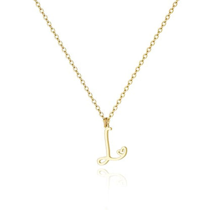Tewiky Initial Necklace for Women-14k Gold Plated Dainty Letter Necklaces | Trendy Cute Custom Personalized Monogram Necklaces - color: gold, style: L