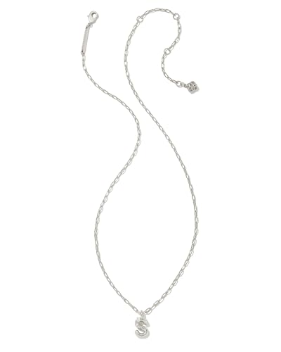Kendra Scott Crystal Letter Short Pendant Necklace, Fashion Jewelry for Women - color: Letter S (RHODIUM-PLATED)