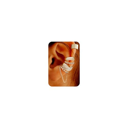 5 Pcs Thin Chunky Ear Cuff Earrings for Women 14K Gold Plated Brass Ear Cuffs Non Piercing Trendy Clip on Cartilage Earrings Cubic Zirconia Fake Piercings Earrings Jewelry - color: Chunky,Chain Silver