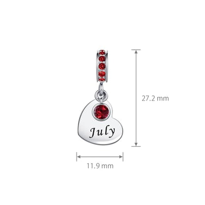 NARTGO January-December Birthstone Birthday Charm Heart Dangle Beads Jewelry Gift for Women Compatible with Pandora Bracelets & Necklaces - style: July Birthstone