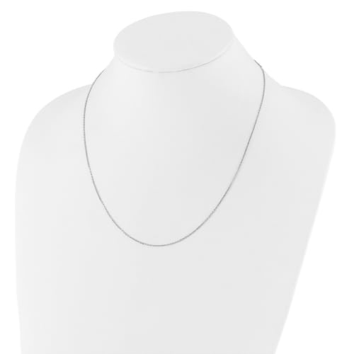 Sonia Jewels Real 14k White Gold 1.10mm Diamond-Cut Rolo 1in + 1in Adjustable Chain Necklace - with Secure Lobster Lock Clasp 18"