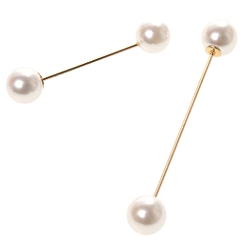 2-Piece Faux Pearl Brooch and Scarf Clip Set, Alloy Lapel Pins for Sweaters, Scarves and Formal Occasions