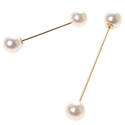 2-Piece Faux Pearl Brooch and Scarf Clip Set, Alloy Lapel Pins for Sweaters, Scarves and Formal Occasions